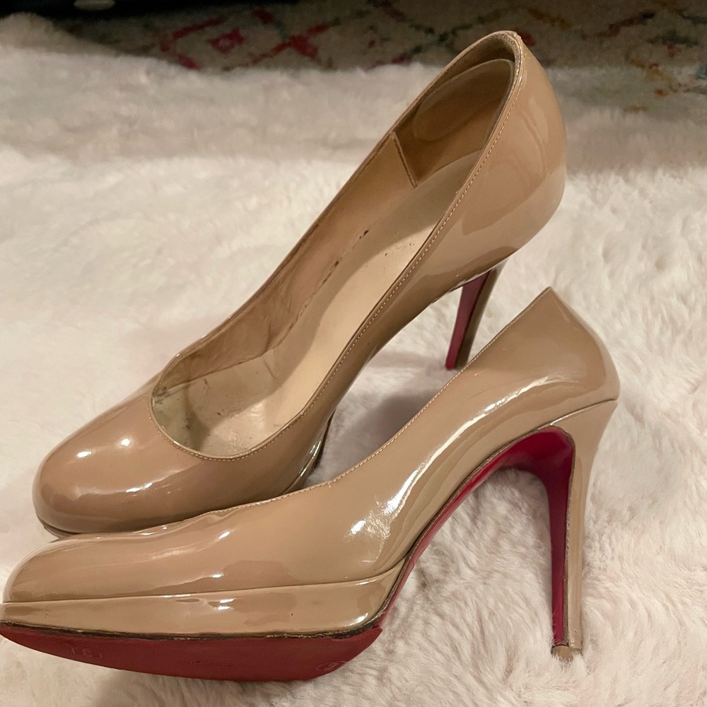 Christian Louboutin new simple 120 pumps in nude patent leather